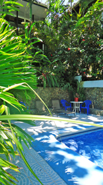 shady corner of the pool